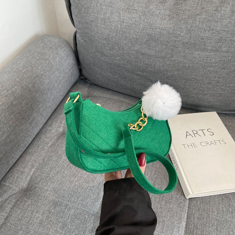 Wholesale Casual fur ball women' s bag retro crossbody bag shoulder small square bag